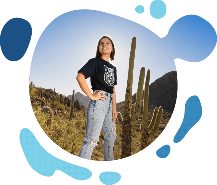 Female student on a hike in the Tucson desert
