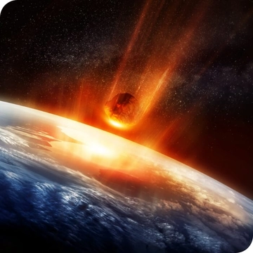 fictional asteroid plummeting towards earth