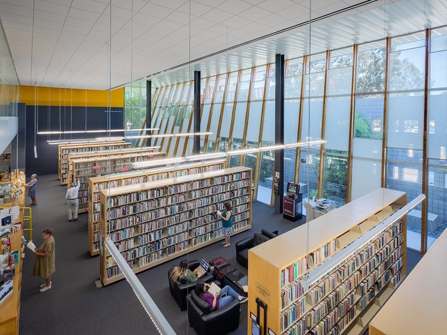 aerial view of inside the poetry center library